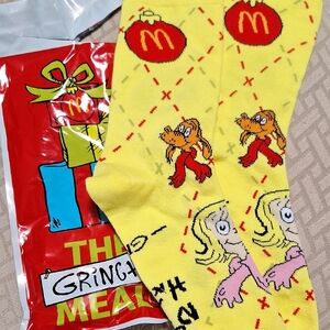 McDonald's Grinch Yellow Socks with Cartoon Design